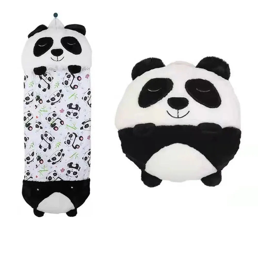 Acogedor saco de dormir con suave compañero de peluche