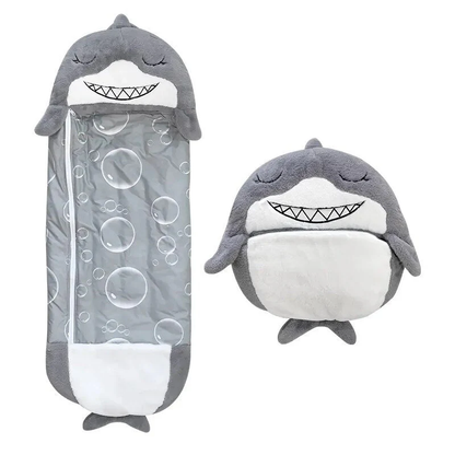 Acogedor saco de dormir con suave compañero de peluche