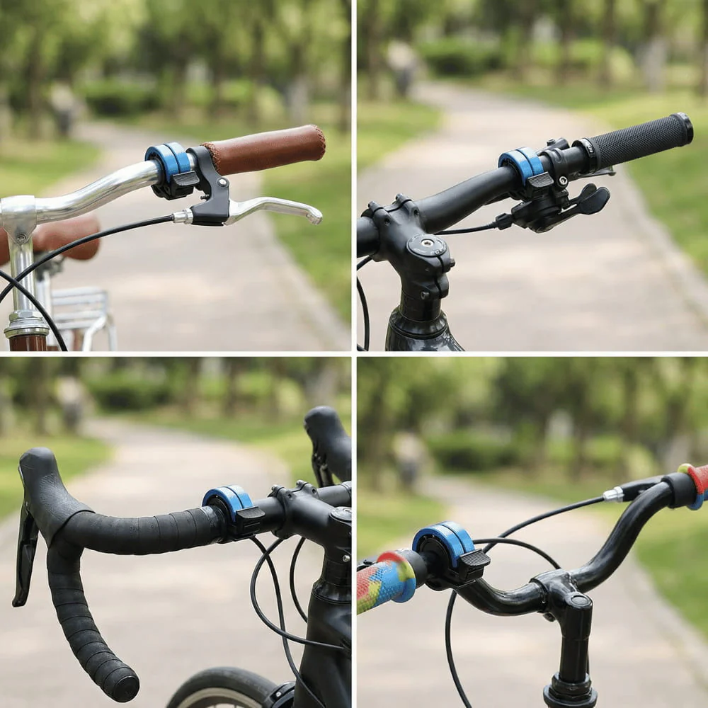 Timbre de ciclismo pequeño y delgado, elegante acabado de aluminio