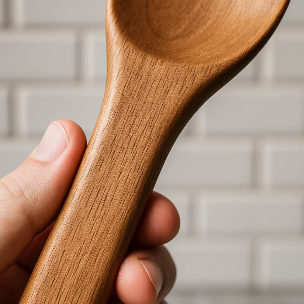 Juego de utensilios de cocina de madera natural