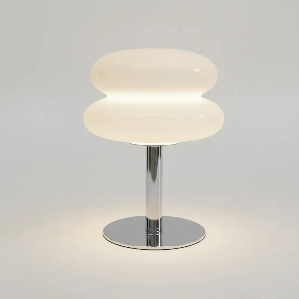 Frosted Glass Accent Lamp 10 Inch Sphere Bedside Light with Metal Base for Nightstand Reading Office Desktop Illumination