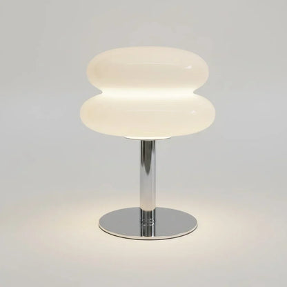 Frosted Glass Accent Lamp 10 Inch Sphere Bedside Light with Metal Base for Nightstand Reading Office Desktop Illumination