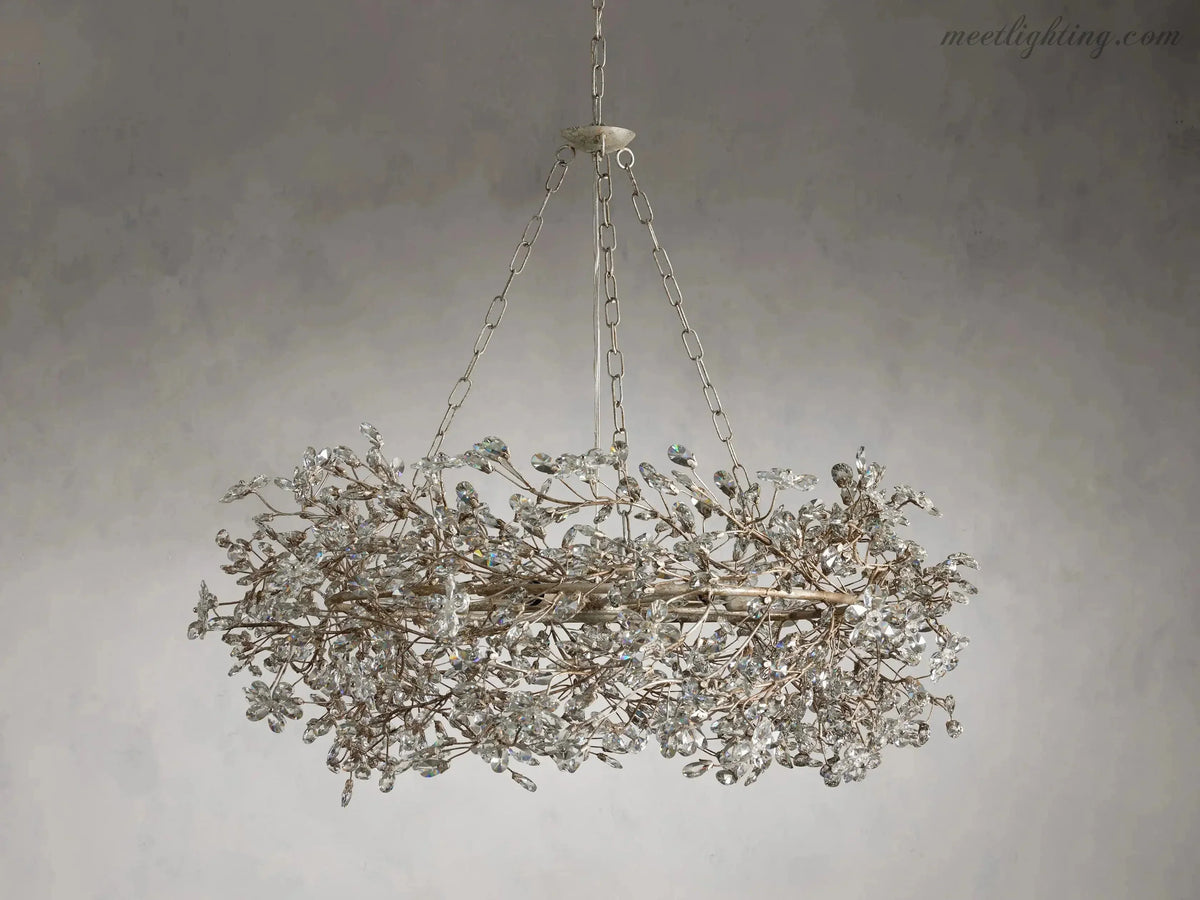 Round Multi-Light Statement Chandelier 39-60 in 6-12 Sockets Metal Crown for Dining Room Foyer Entryway Living Room
