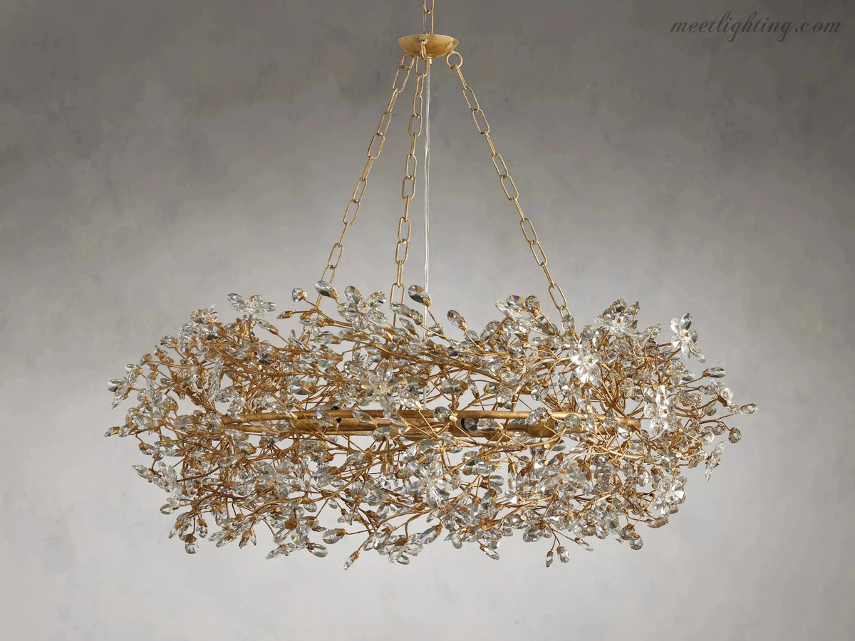 Round Multi-Light Statement Chandelier 39-60 in 6-12 Sockets Metal Crown for Dining Room Foyer Entryway Living Room