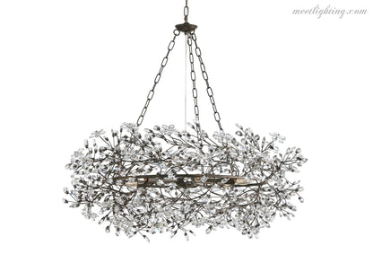 Round Multi-Light Statement Chandelier 39-60 in 6-12 Sockets Metal Crown for Dining Room Foyer Entryway Living Room