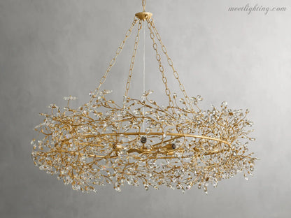 Round Multi-Light Statement Chandelier 39-60 in 6-12 Sockets Metal Crown for Dining Room Foyer Entryway Living Room