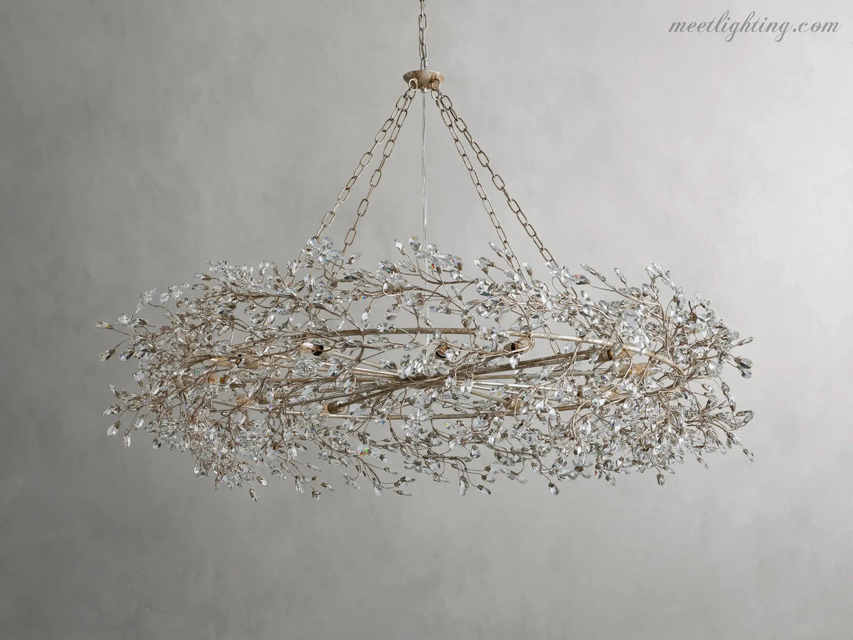 Round Multi-Light Statement Chandelier 39-60 in 6-12 Sockets Metal Crown for Dining Room Foyer Entryway Living Room