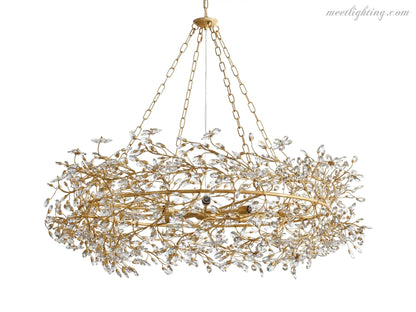 Round Multi-Light Statement Chandelier 39-60 in 6-12 Sockets Metal Crown for Dining Room Foyer Entryway Living Room