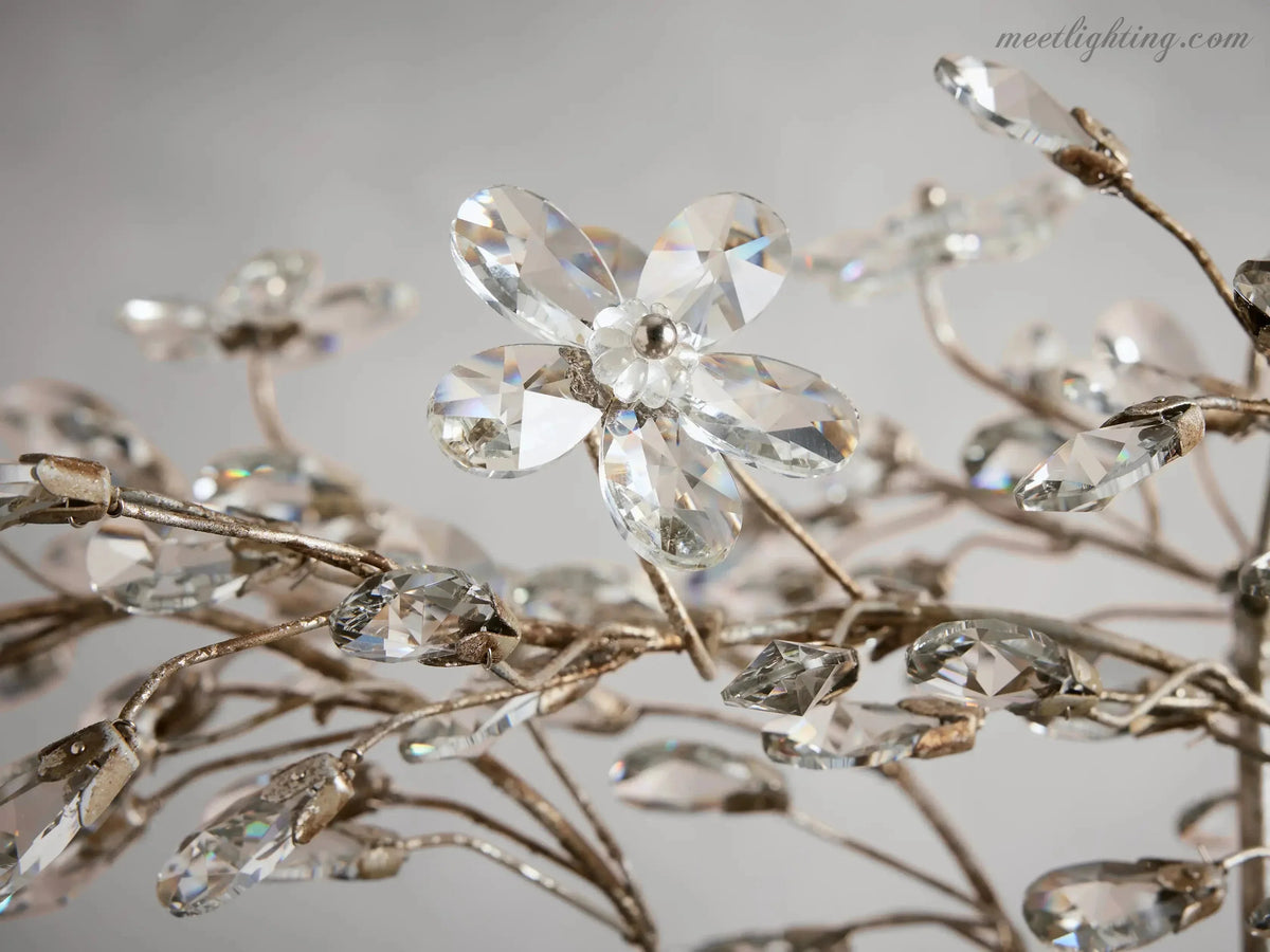 Crystal Branch Chandelier 8-10 Light Linear Fixture for Dining Room Gold Silver Bronze Finish