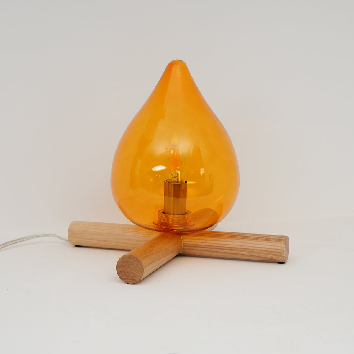 Handcrafted Orb Desk Lamp with Adjustable Color Settings – Wood & Glass Bedside Light for Cozy Home Office Reading Nook Nightstand – 12 Inch