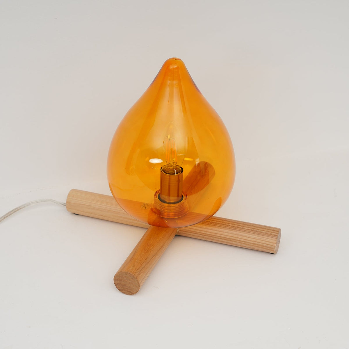 Handcrafted Orb Desk Lamp with Adjustable Color Settings – Wood & Glass Bedside Light for Cozy Home Office Reading Nook Nightstand – 12 Inch