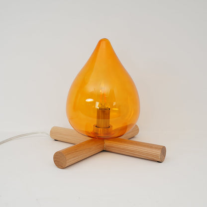 Handcrafted Orb Desk Lamp with Adjustable Color Settings – Wood & Glass Bedside Light for Cozy Home Office Reading Nook Nightstand – 12 Inch