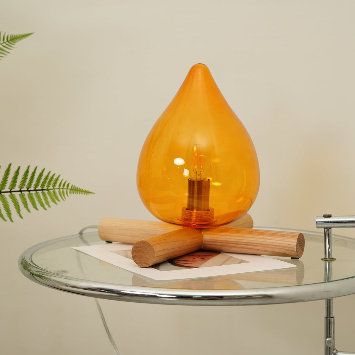 Handcrafted Orb Desk Lamp with Adjustable Color Settings – Wood & Glass Bedside Light for Cozy Home Office Reading Nook Nightstand – 12 Inch