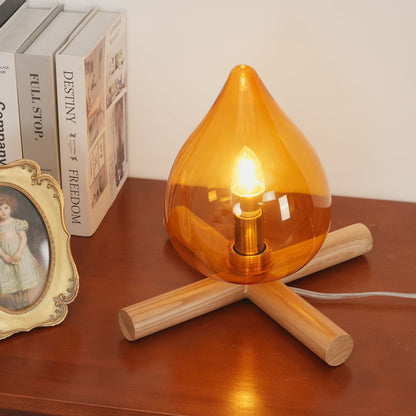Handcrafted Orb Desk Lamp with Adjustable Color Settings – Wood & Glass Bedside Light for Cozy Home Office Reading Nook Nightstand – 12 Inch