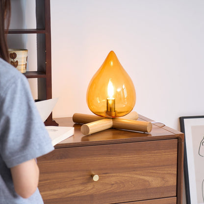 Handcrafted Orb Desk Lamp with Adjustable Color Settings – Wood & Glass Bedside Light for Cozy Home Office Reading Nook Nightstand – 12 Inch