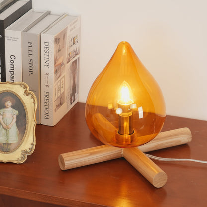 Handcrafted Orb Desk Lamp with Adjustable Color Settings – Wood & Glass Bedside Light for Cozy Home Office Reading Nook Nightstand – 12 Inch