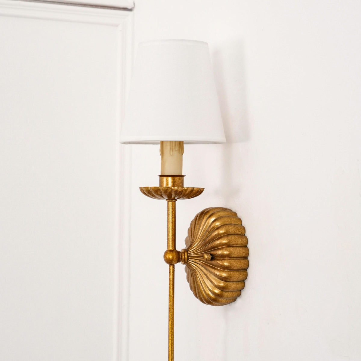 Indoor Sconce Antique Gold Metal with Cloth Shade 15W E12 E14 Base for Bedside Reading Nook Corridor Accent Hardwired 110-120V Residential F