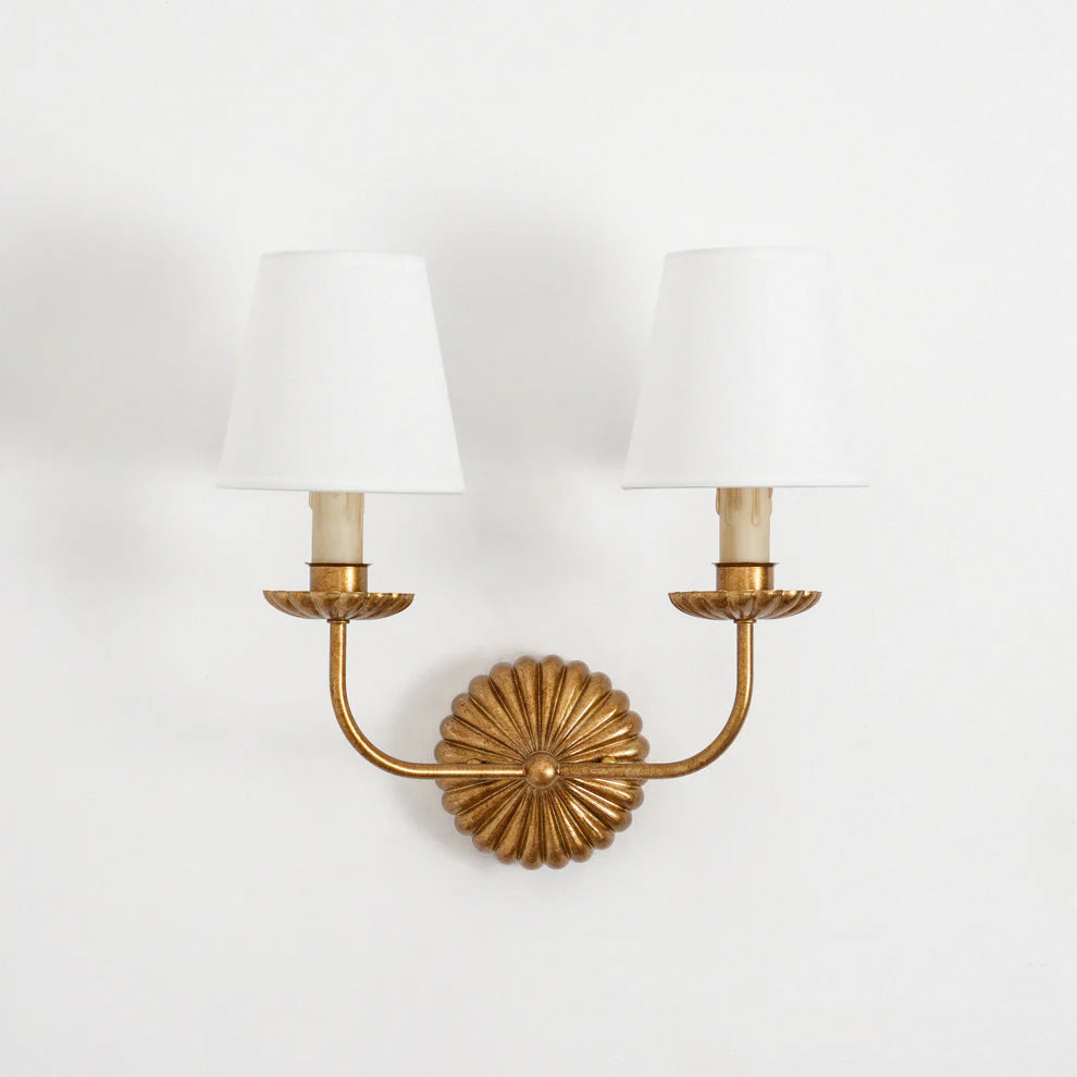 Indoor Sconce Antique Gold Metal with Cloth Shade 15W E12 E14 Base for Bedside Reading Nook Corridor Accent Hardwired 110-120V Residential F