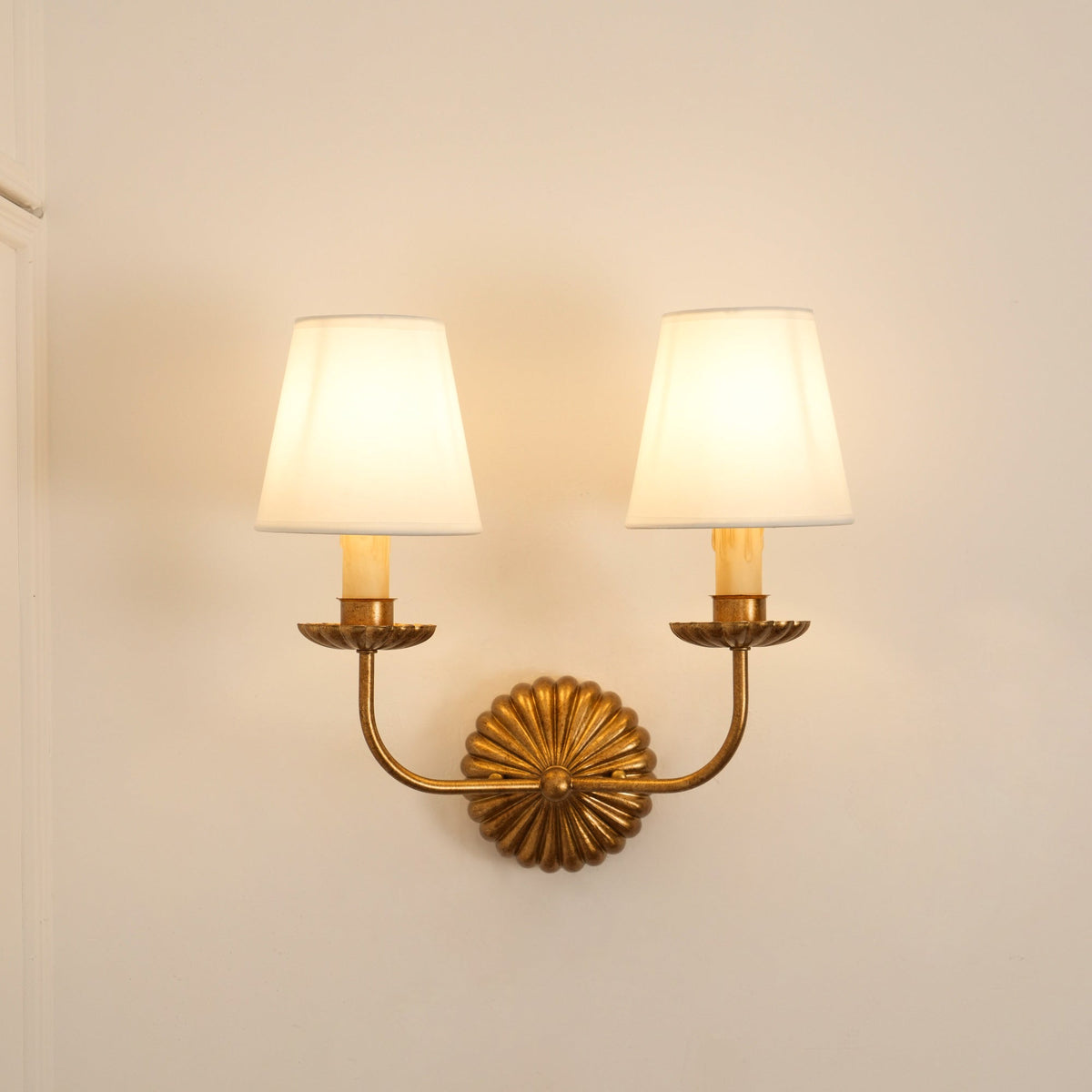 Indoor Sconce Antique Gold Metal with Cloth Shade 15W E12 E14 Base for Bedside Reading Nook Corridor Accent Hardwired 110-120V Residential F