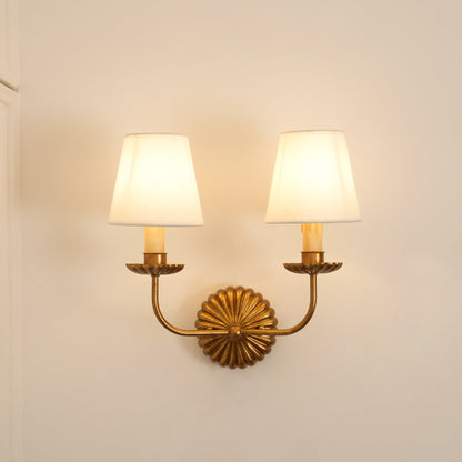 Indoor Sconce Antique Gold Metal with Cloth Shade 15W E12 E14 Base for Bedside Reading Nook Corridor Accent Hardwired 110-120V Residential F