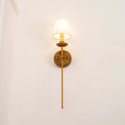 Indoor Sconce Antique Gold Metal with Cloth Shade 15W E12 E14 Base for Bedside Reading Nook Corridor Accent Hardwired 110-120V Residential F