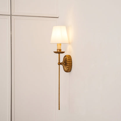 Indoor Sconce Antique Gold Metal with Cloth Shade 15W E12 E14 Base for Bedside Reading Nook Corridor Accent Hardwired 110-120V Residential F