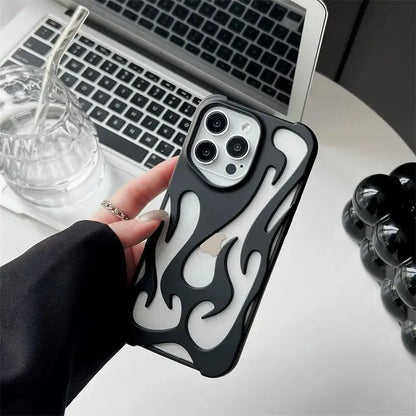 Flame-Patterned Vented iPhone Case with Shock Absorption and Heat Dissipation for iPhone 13, 14, 15, 16, 17, Air, Pro, Pro Max Models