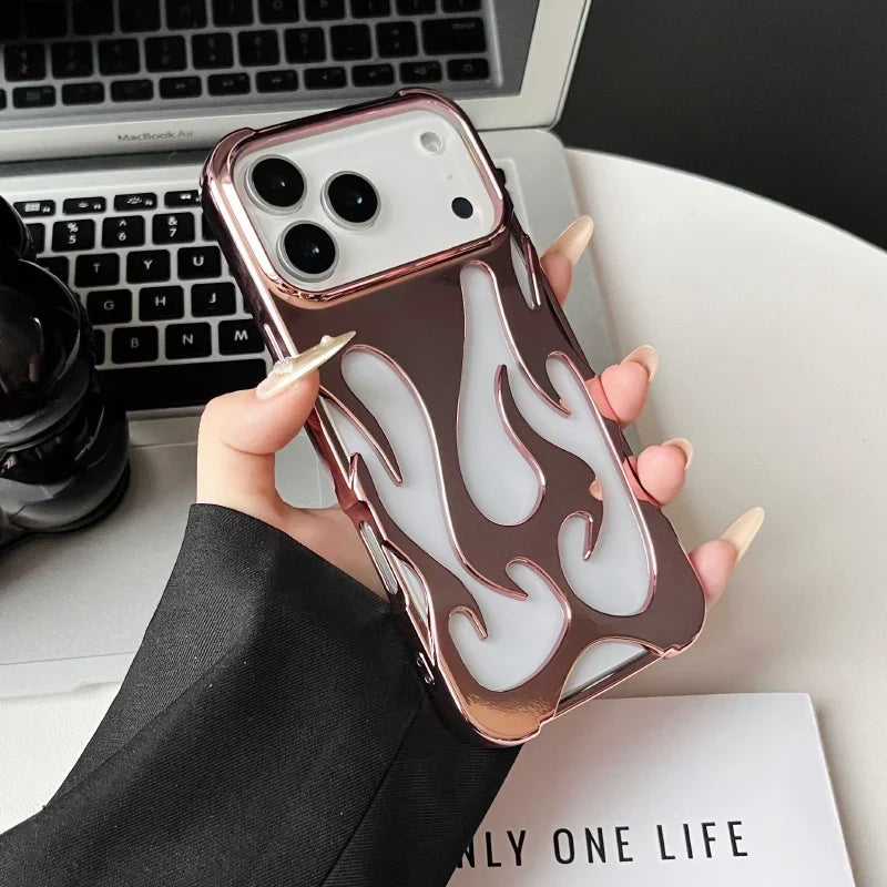 Flame-Patterned Vented iPhone Case with Shock Absorption and Heat Dissipation for iPhone 13, 14, 15, 16, 17, Air, Pro, Pro Max Models