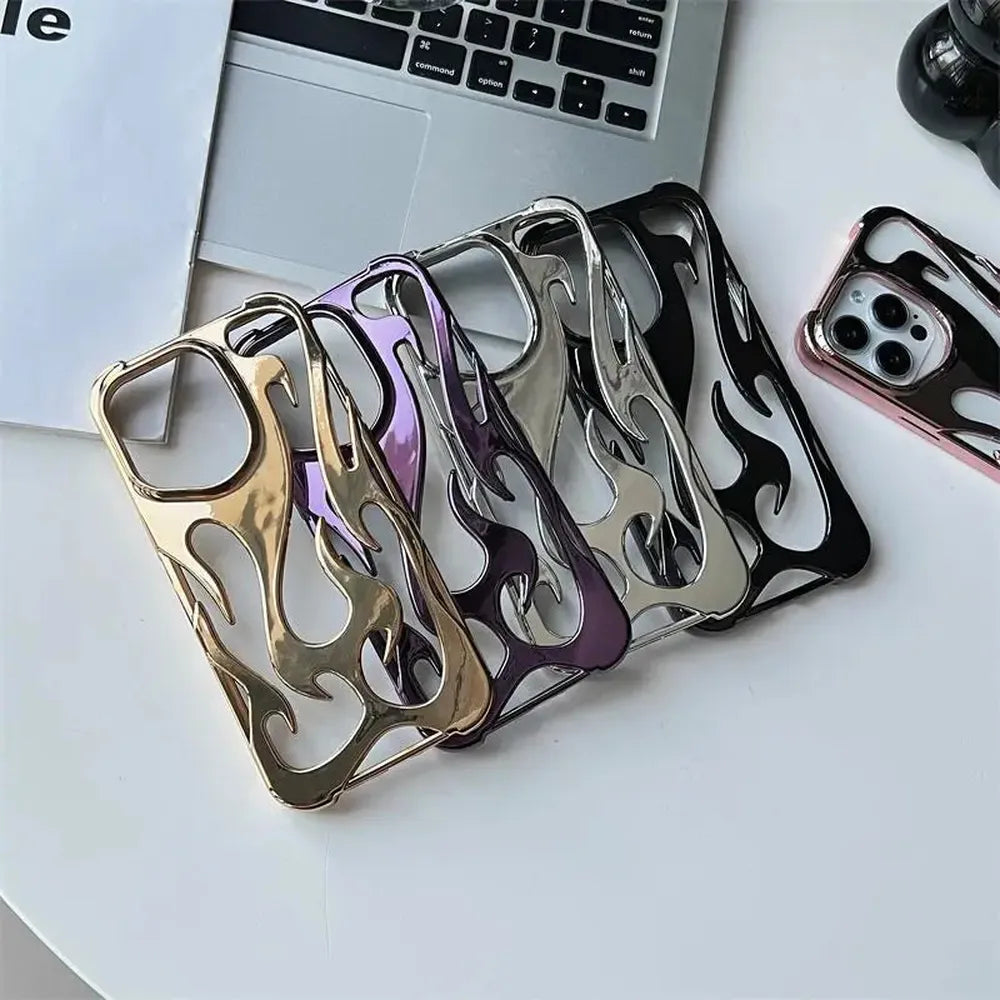 Flame-Patterned Vented iPhone Case with Shock Absorption and Heat Dissipation for iPhone 13, 14, 15, 16, 17, Air, Pro, Pro Max Models