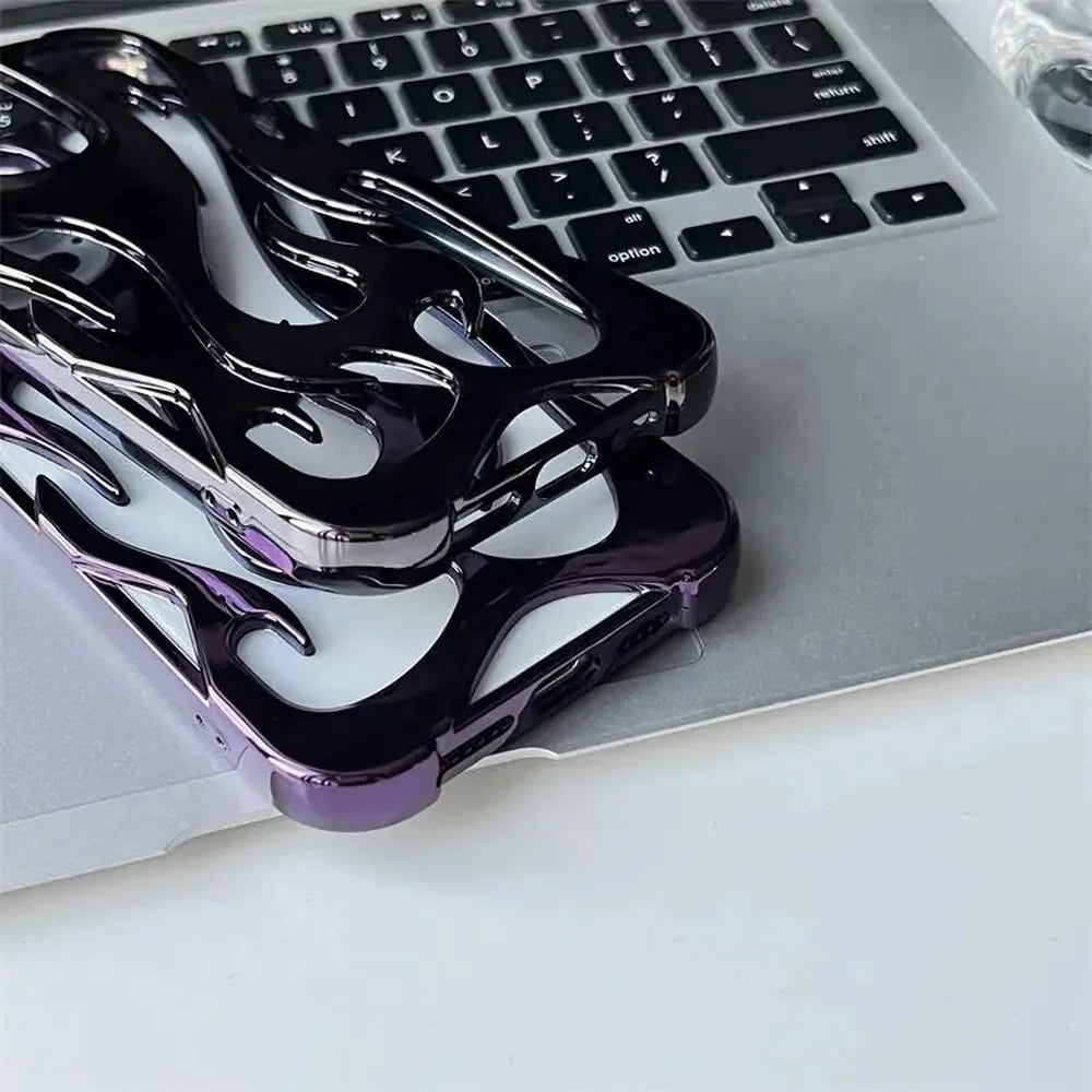 Flame-Patterned Vented iPhone Case with Shock Absorption and Heat Dissipation for iPhone 13, 14, 15, 16, 17, Air, Pro, Pro Max Models