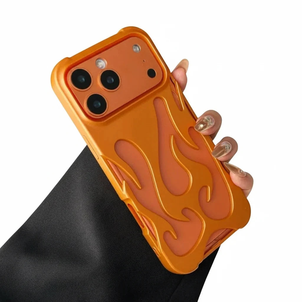 Flame-Patterned Vented iPhone Case with Shock Absorption and Heat Dissipation for iPhone 13, 14, 15, 16, 17, Air, Pro, Pro Max Models