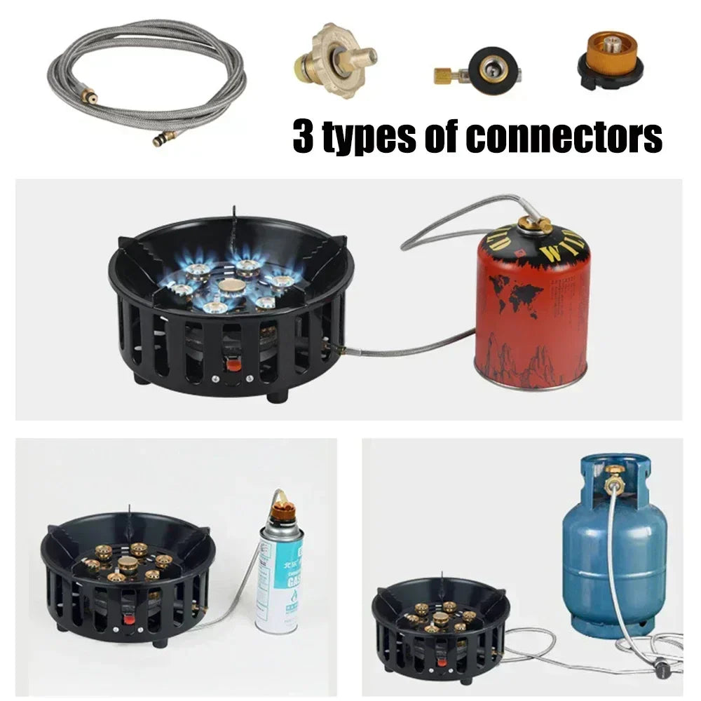 FlammaTrek | Hornillo de gas compacto para exteriores con construcción duradera de acero inoxidable | Diseño plegable para un fácil transporte