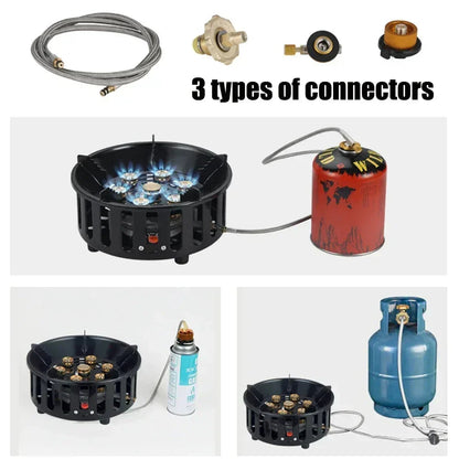 FlammaTrek | Hornillo de gas compacto para exteriores con construcción duradera de acero inoxidable | Diseño plegable para un fácil transporte