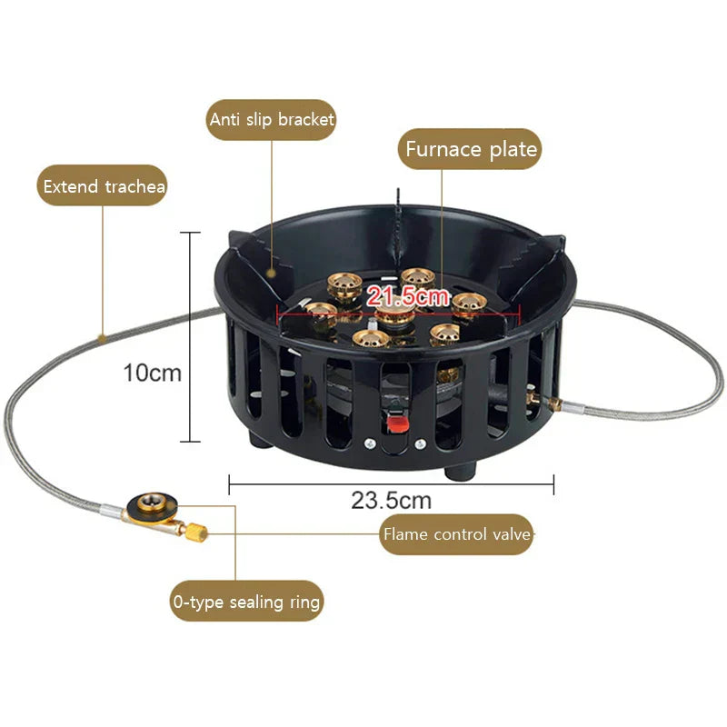 FlammaTrek | Hornillo de gas compacto para exteriores con construcción duradera de acero inoxidable | Diseño plegable para un fácil transporte