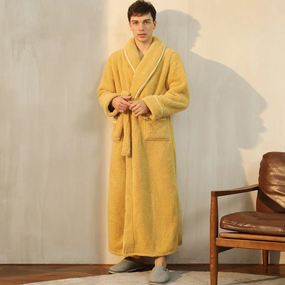 Ortekor Flannel Winter Bathrobe | Men's Robe with Adjustable Sash | Cozy Comfort for Cold Days