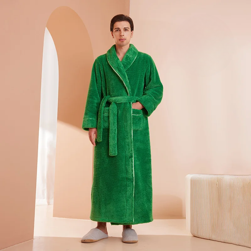 Ortekor Flannel Winter Bathrobe | Men's Robe with Adjustable Sash | Cozy Comfort for Cold Days
