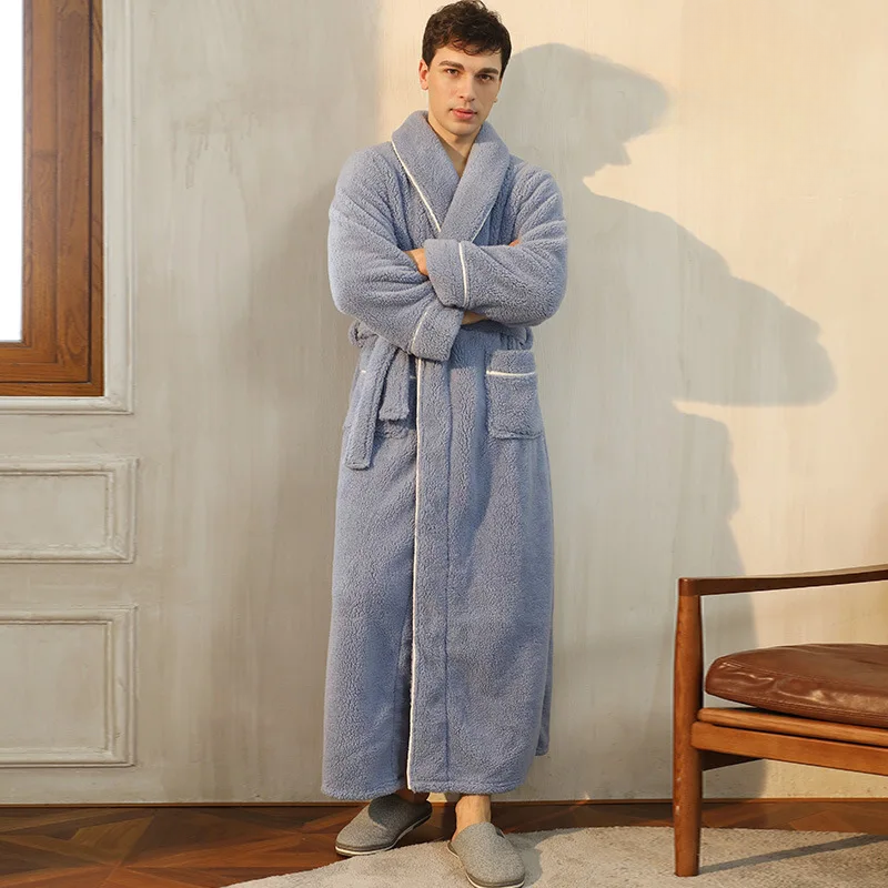 Ortekor Flannel Winter Bathrobe | Men's Robe with Adjustable Sash | Cozy Comfort for Cold Days