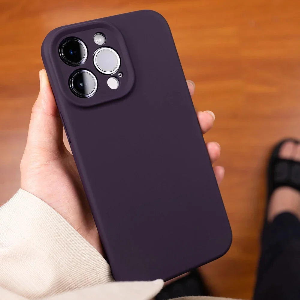 Silicone iPhone Case with Camera & Screen Protection for 14-17, Air, Pro, Max