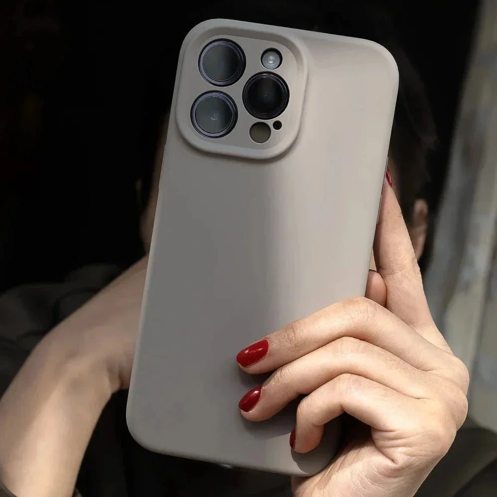 Silicone iPhone Case with Camera & Screen Protection for 14-17, Air, Pro, Max