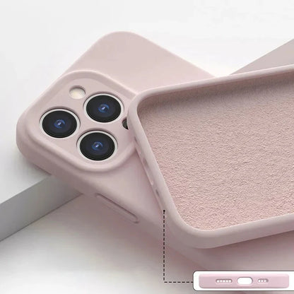 Silicone iPhone Case with Camera & Screen Protection for 14-17, Air, Pro, Max