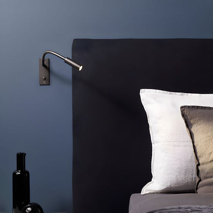 Adjustable LED Reading Light Wall Mount Black Metal Gooseneck Arm Sconce for Bedroom Nightstand Study Desk Task Lighting Modern Minimalist S