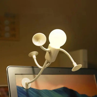 Rechargeable LED Figurine Night Light with Bendable Limbs for Bedside Tables | USB Powered Desk Accent | Soft Glow Novelty Lamp for Kids Roo