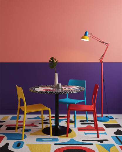 Articulated Task Lamp Standing Light 74 Inches Tall Posable Metal Reading Lamp Blue Red Yellow Colorful Modern Accent for Living Room Office