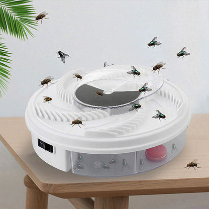 Automatic Rotating Fly Trap for Indoor & Outdoor Use – Silent Electric Insect Catcher with 5 Bait Stations