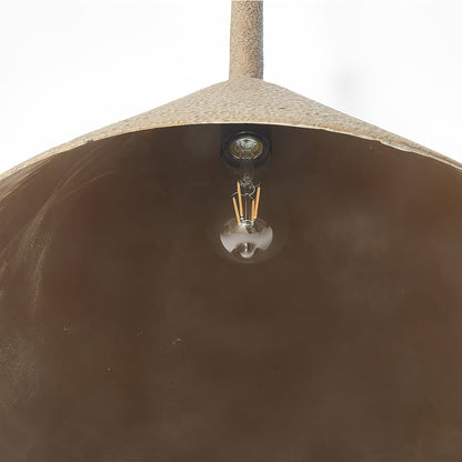 Iron Ceiling Fixture Hammered Texture Adjustable Height 18×19 in Overhead Dining Kitchen Island Entryway Aged Bronze Cone Shade