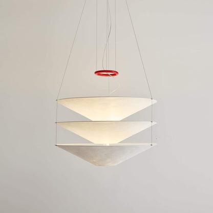 Circular Hoop Hanging Lamp with Textured Shades Red 30-Inch Fixture for Island & Table Lighting