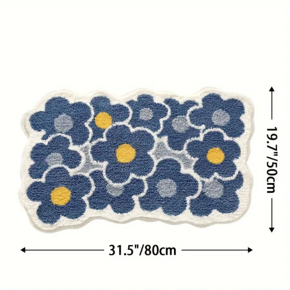 Flora Bath Mat - Soft Microfiber, Non-Slip, Absorbent Bathroom Rug