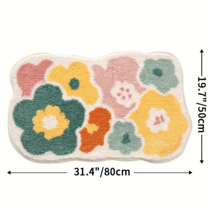 Flora Bath Mat - Soft Microfiber, Non-Slip, Absorbent Bathroom Rug