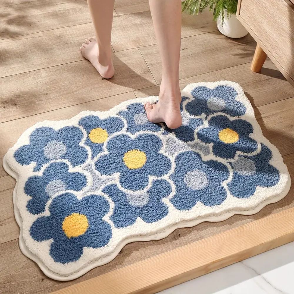 Flora Bath Mat - Soft Microfiber, Non-Slip, Absorbent Bathroom Rug