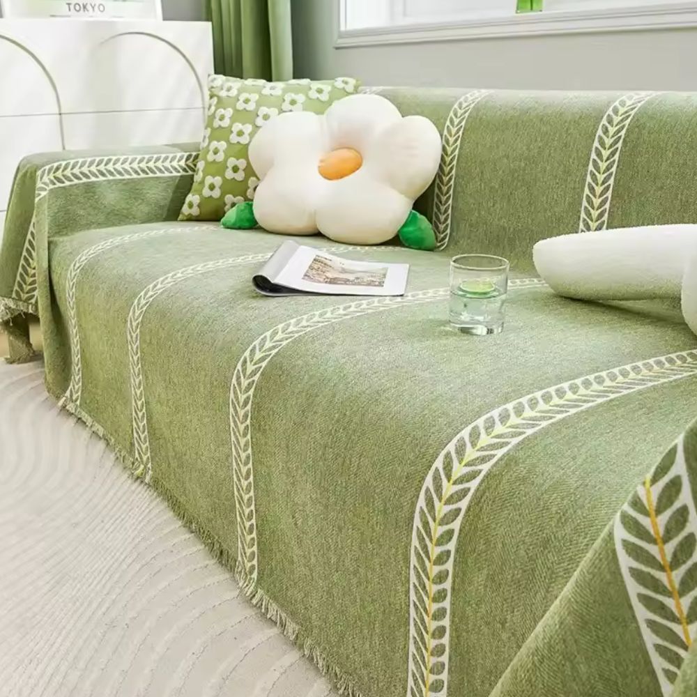 Flora Couch Cover - Premium Chenille, Leaf Pattern